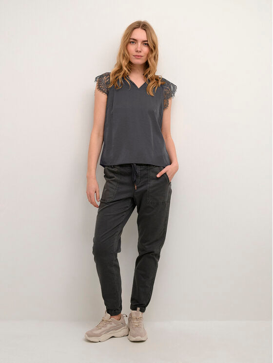 Blouse dentelle grisCream - 10611693