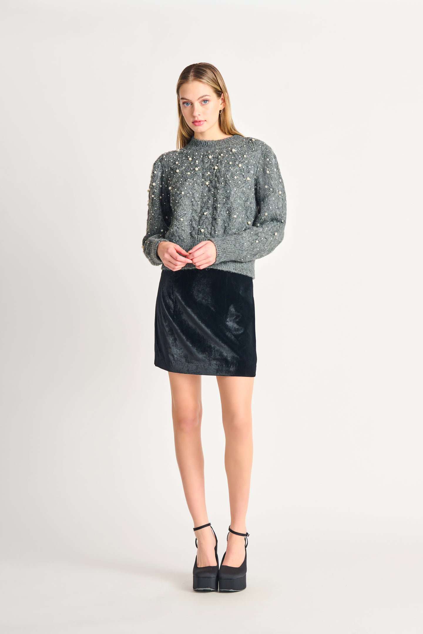 Jupe velours noir Dex - 2222731T-noir