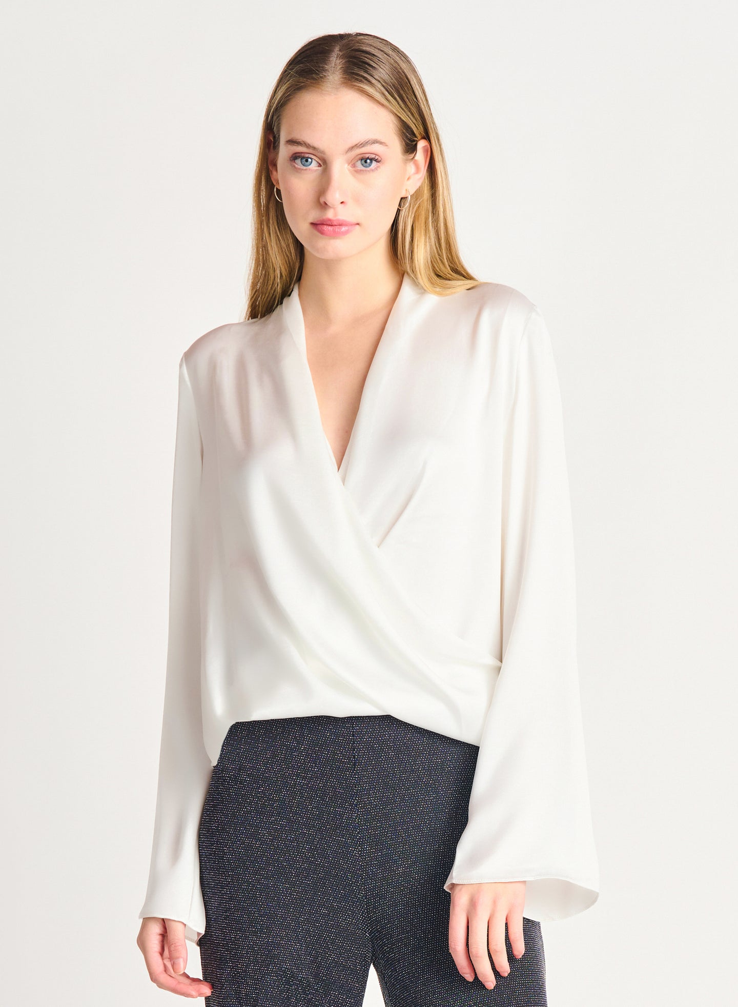 Top en satin blanc  black tape - 2223543T- blanc
