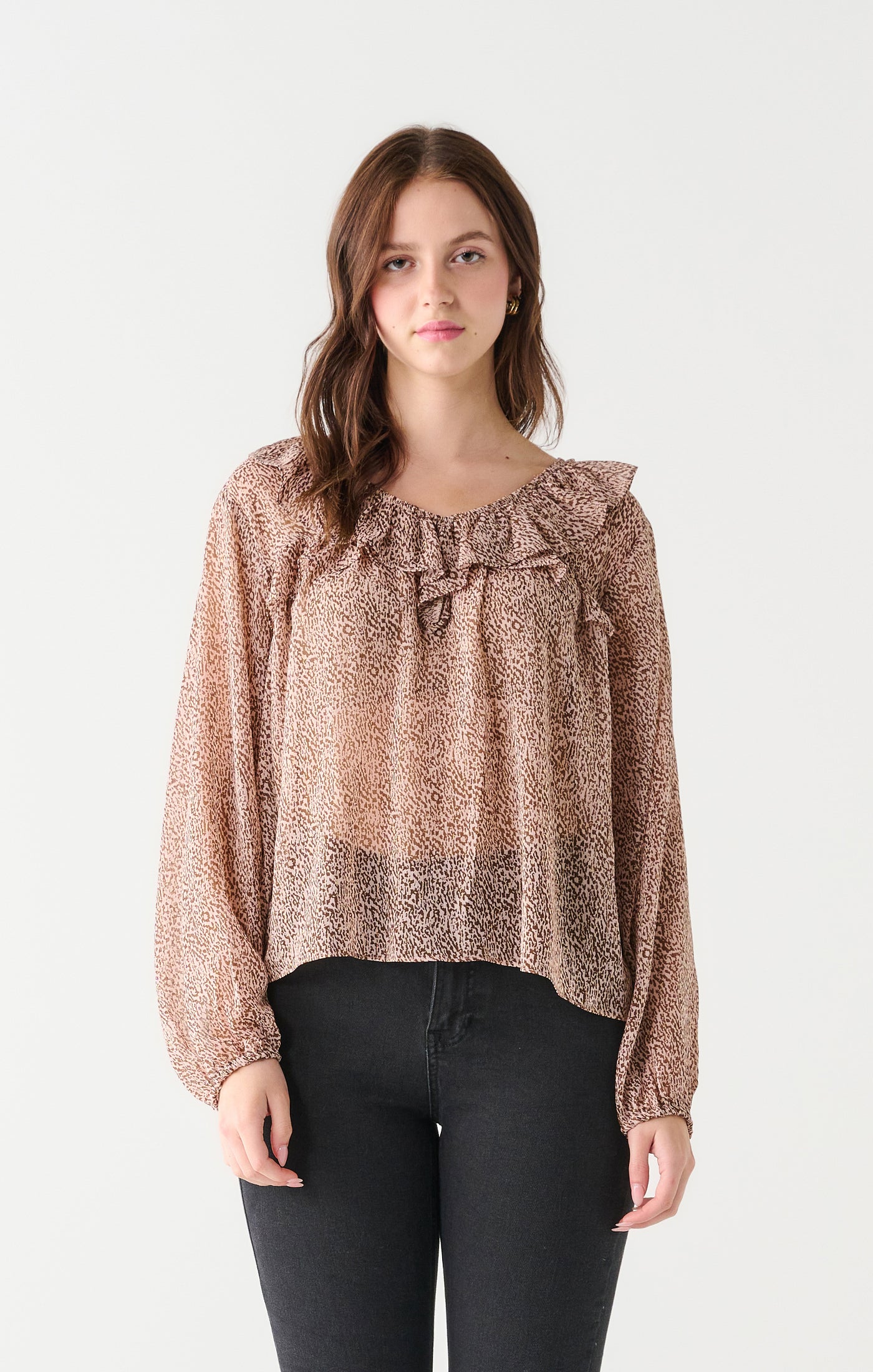Blouse léopard rose black tape - 2223544T-animal marron/rose