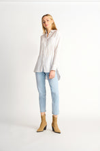 Charger l&#39;image dans la galerie, Chemise lin blanc/ rayé taupe Dex - 2223707 D
