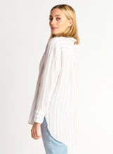 Charger l&#39;image dans la galerie, Chemise lin blanc/ rayé taupe Dex - 2223707 D
