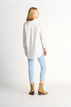 Charger l&#39;image dans la galerie, Chemise lin blanc/ rayé taupe Dex - 2223707 D
