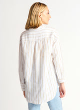 Charger l&#39;image dans la galerie, Chemise lin blanc/ rayé taupe Dex - 2223707 D
