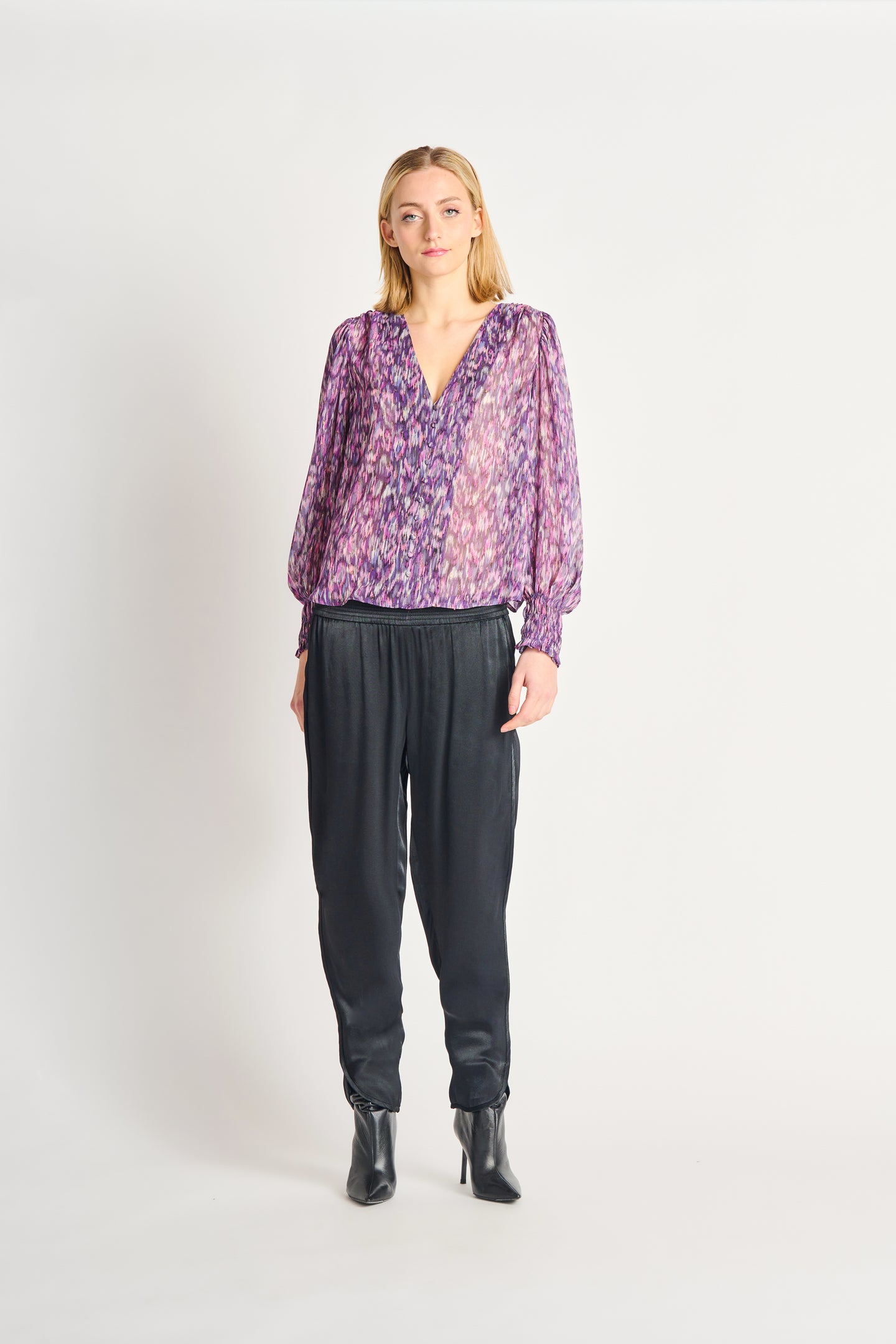 Blouse lilas lurex Dex - 2223736D-lilas tonal lurex