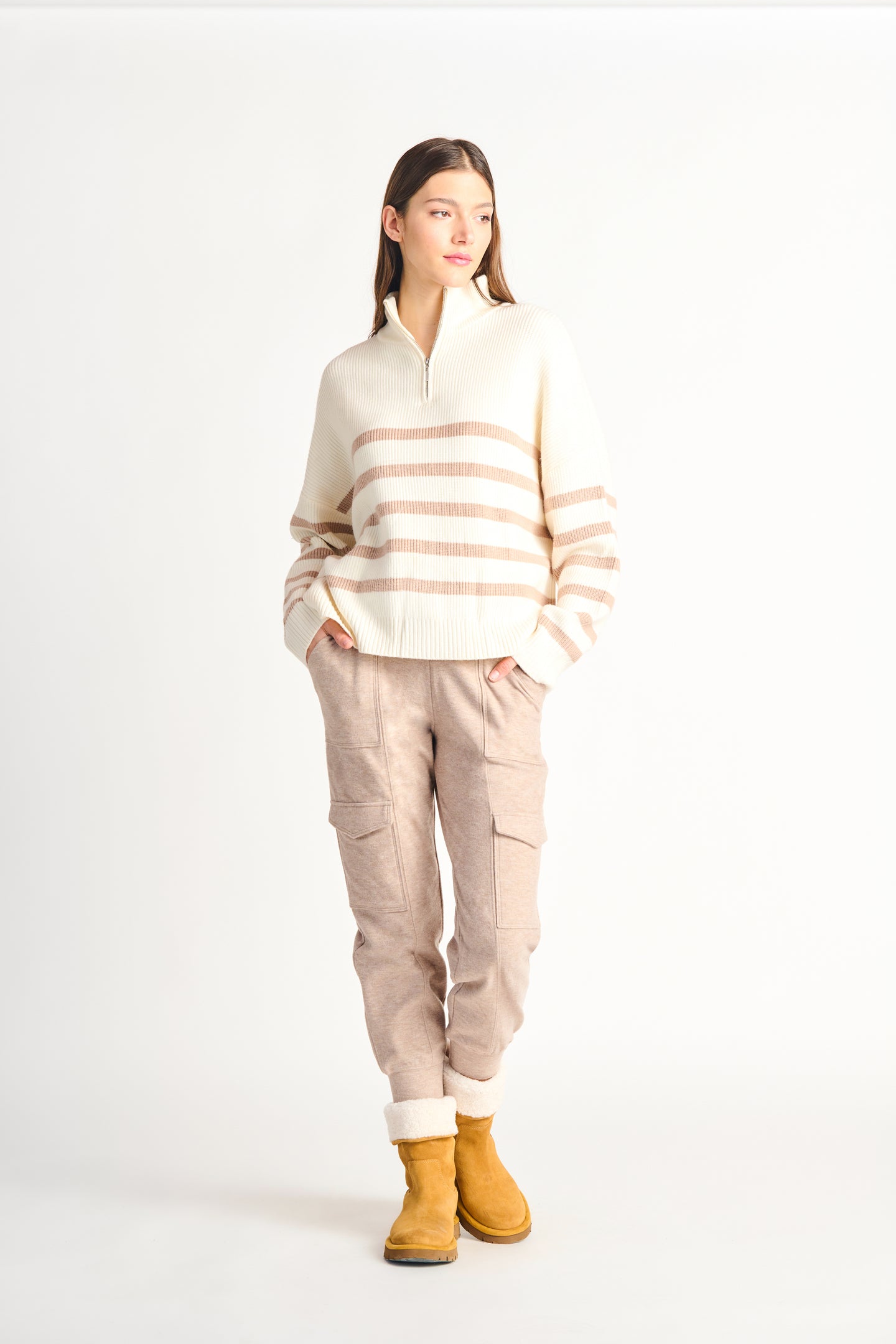 Tricot rayure zip Dex - 2227034D-rayure