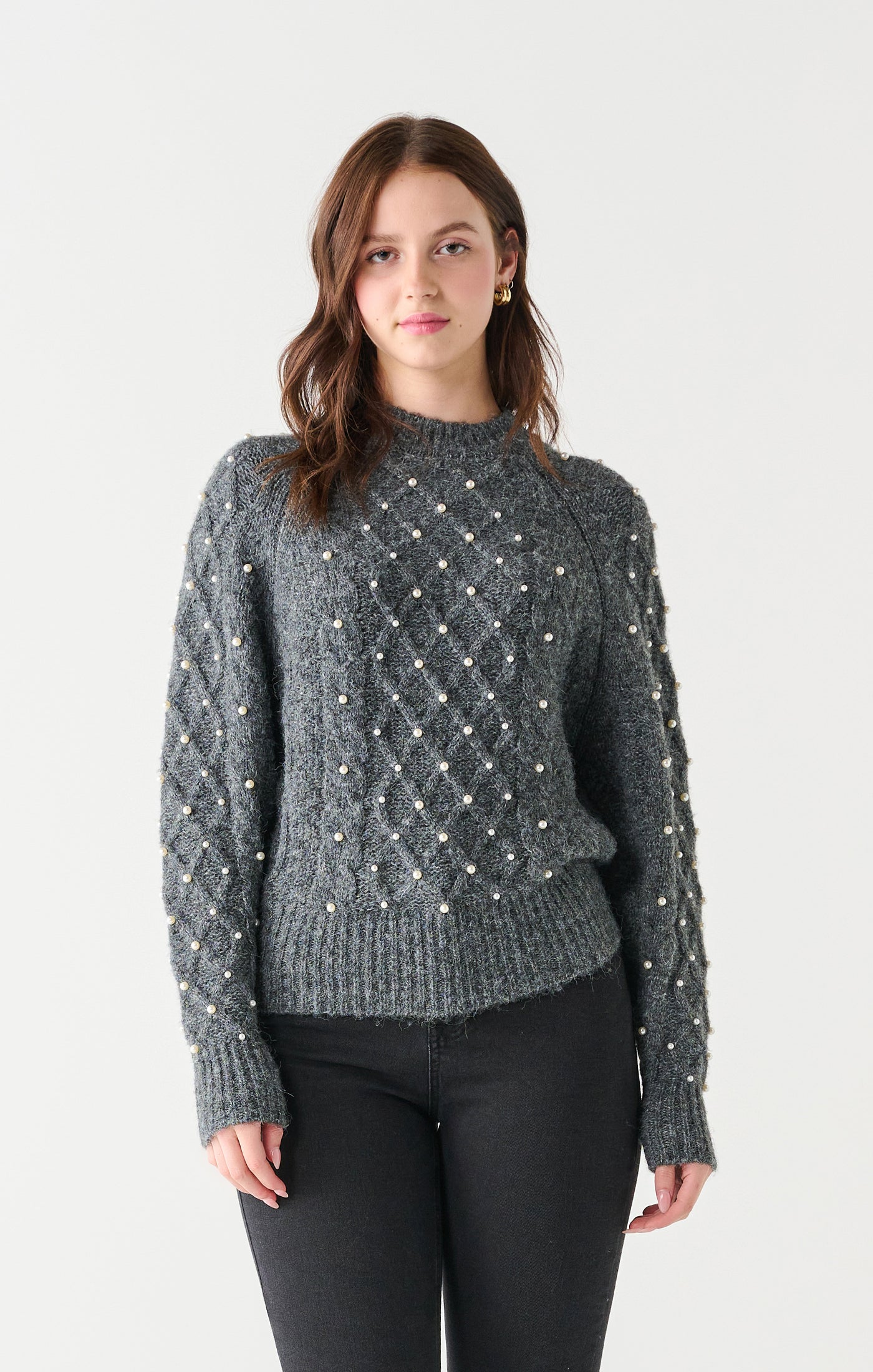 Tricot perle gris black tape - 2227064T-mix gris