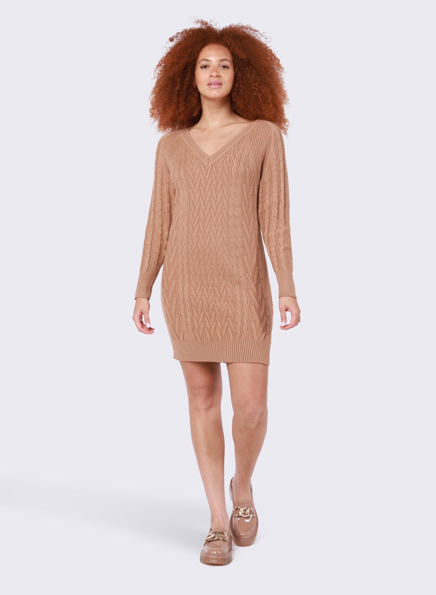 Robe tricot camel Dex - 2227502D-chameau