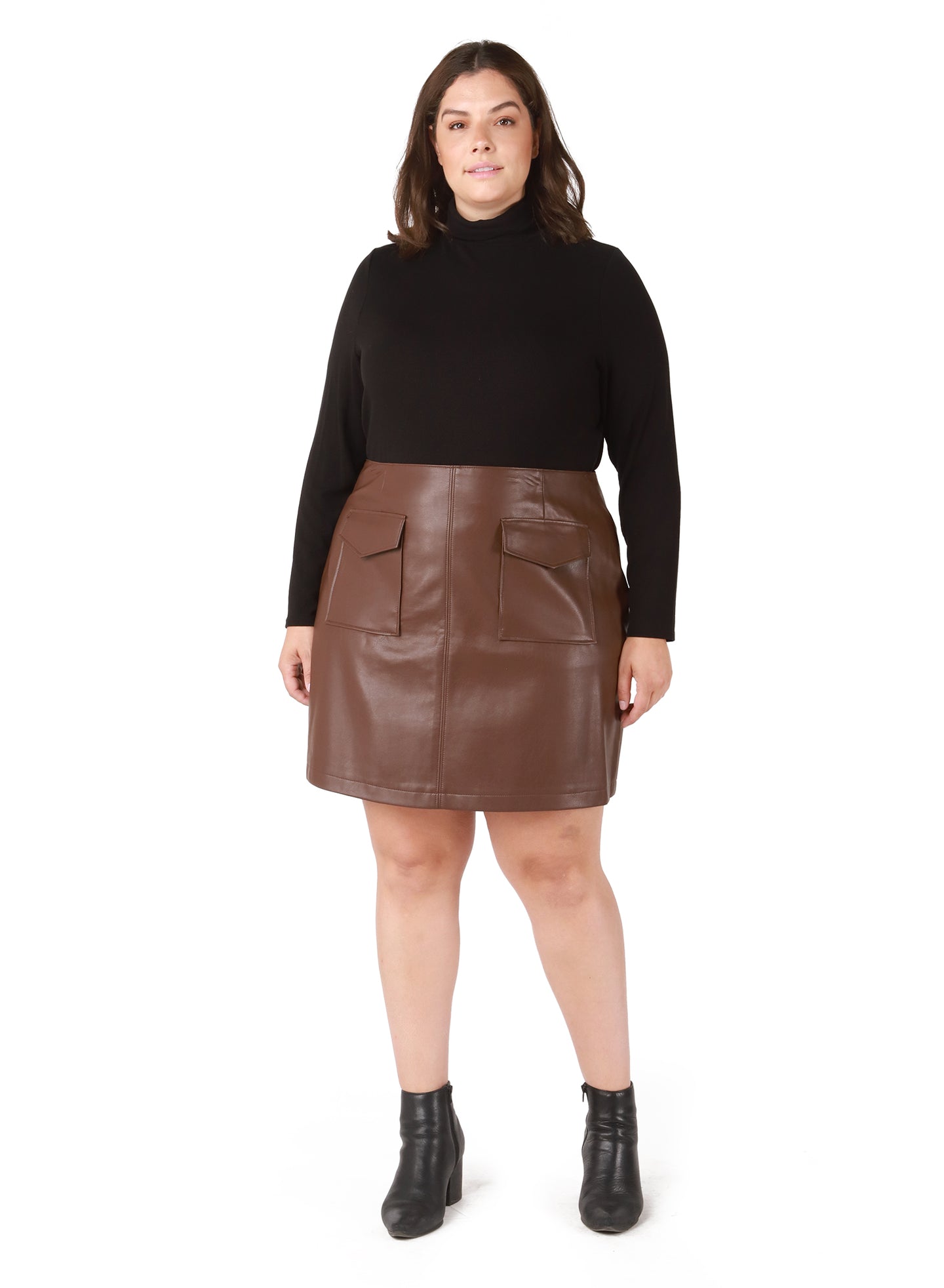 Jupe cuirette brun Dex plus - 2272210DP-brun rustique