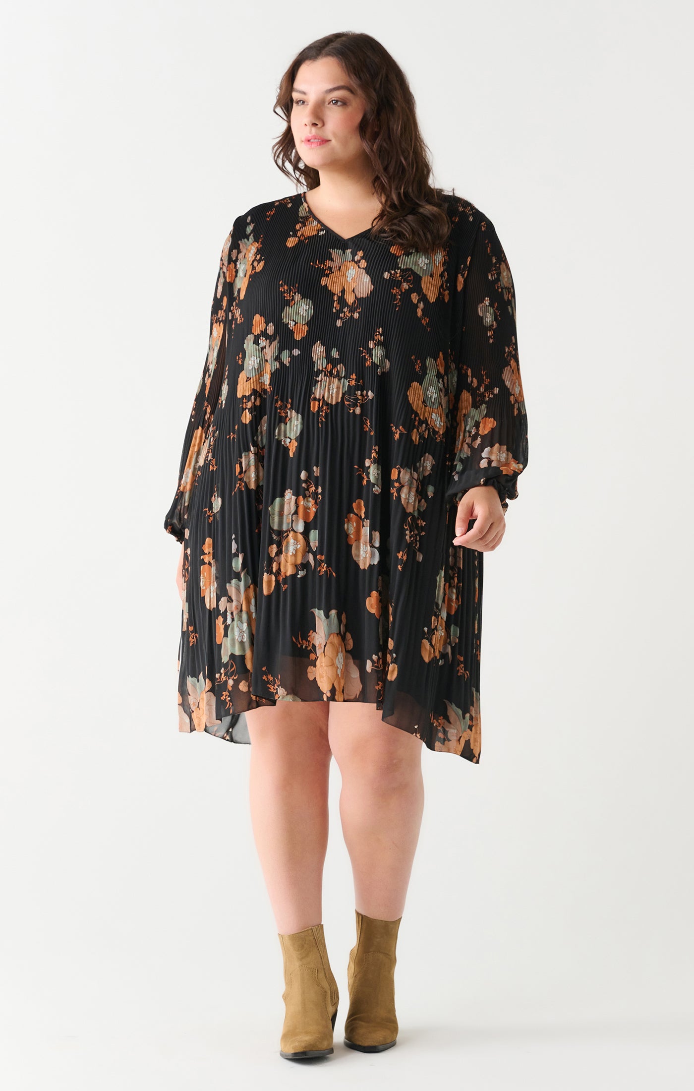 Robe floral tauve Dex plus - 2272511 DP - floral tauve