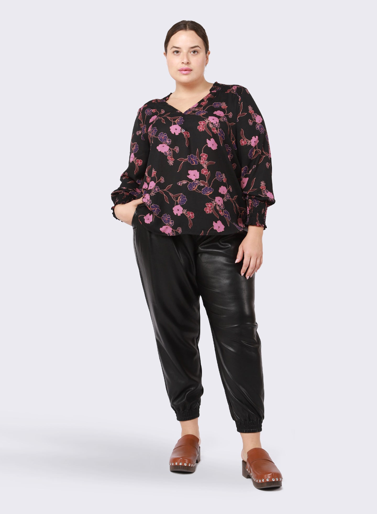 Blouse fleurie Dex plus - 2273527DP-pivoines rose pourpre