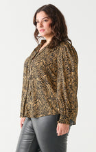 Charger l&#39;image dans la galerie, Blouse print noir/taupe Dex plus - 2273714DP-black/taupe
