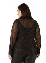 Charger l&#39;image dans la galerie, Blouse dentelle paillette or Dex plus - 2273733DP-glitter black lace
