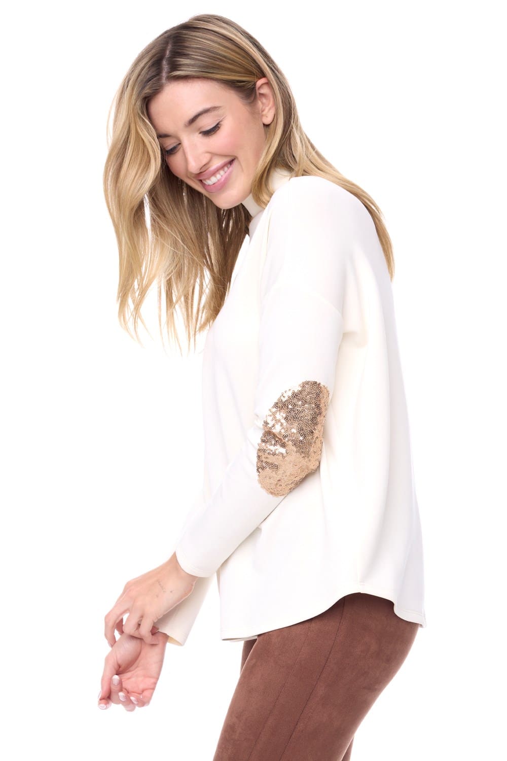 Chandail patch paillette off white UP - 30318UP