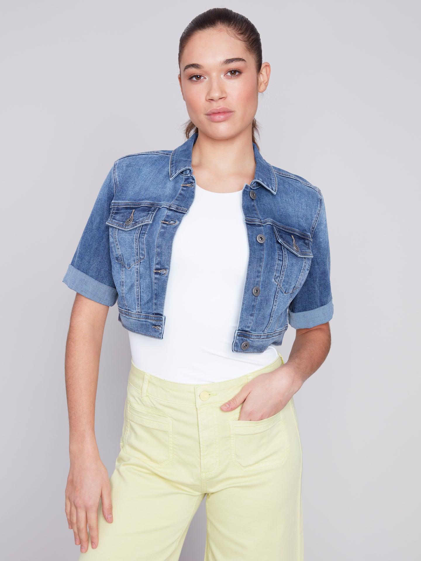 Jacket jeans court Charlie B - C6112X-431A-bleu moyen