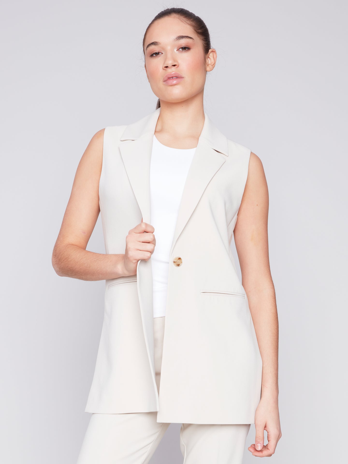 Blazer sans manche Charlie B - C6308-838B-beige