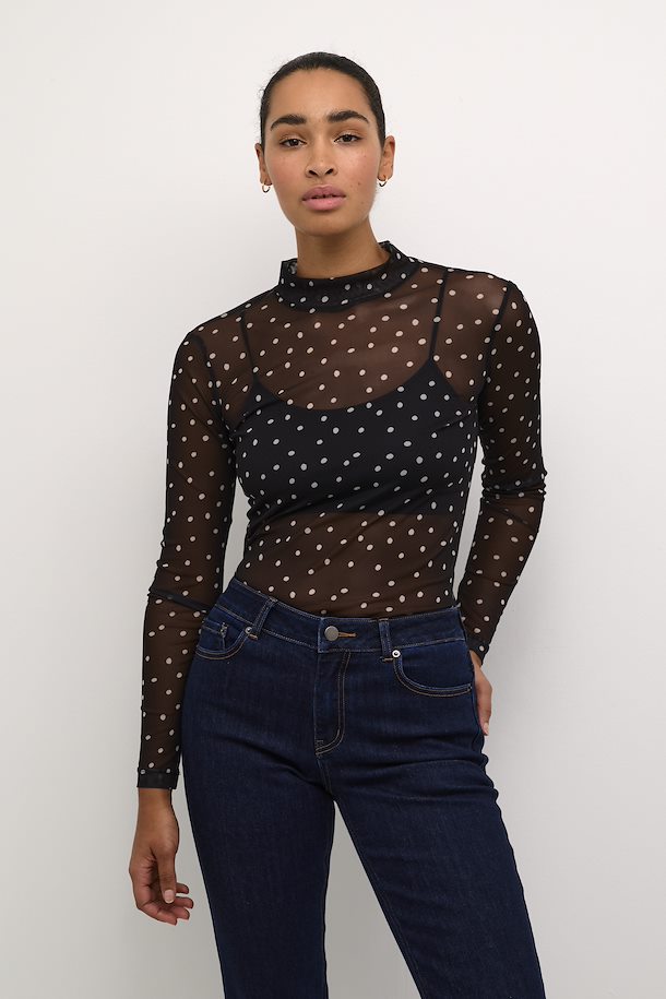 Mèche pois - Kaffe - 10507815-Noir / Blanc