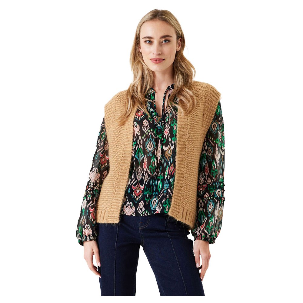 Cardigan sans manche en tricot camel Garcia - I30053