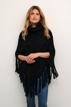 Charger l&#39;image dans la galerie, Poncho tricot Noir Cream - 10612087
