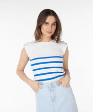 Charger l&#39;image dans la galerie, Camisole rayures Esqualo - SP24.07018 off white blue
