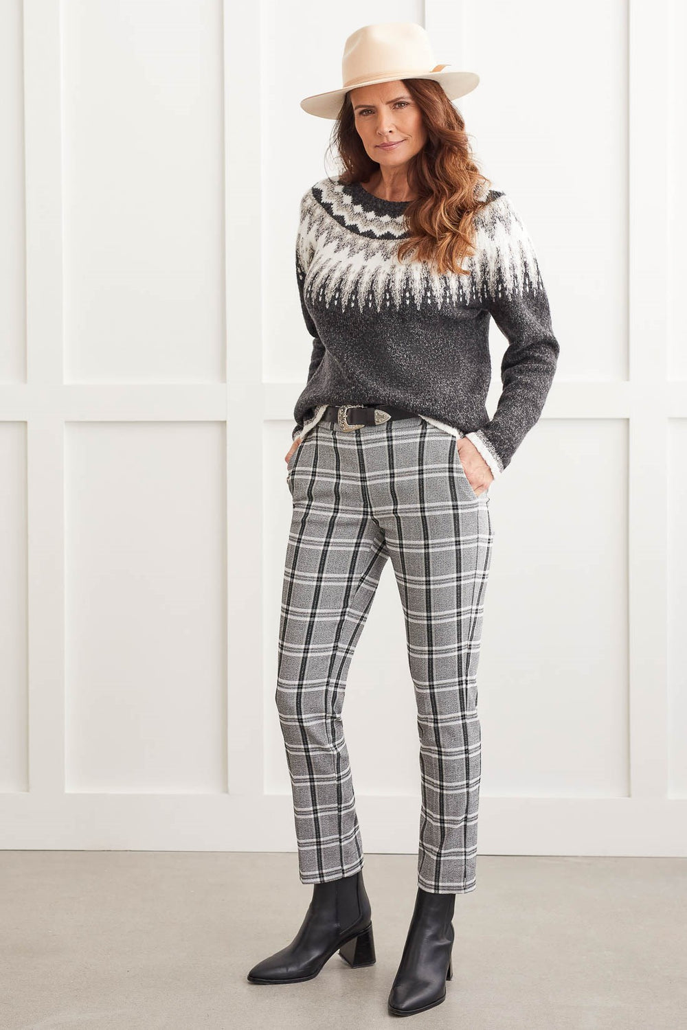 Pantalon carreaux gris/noir/blanc Tribal - 1567O-3838-0372