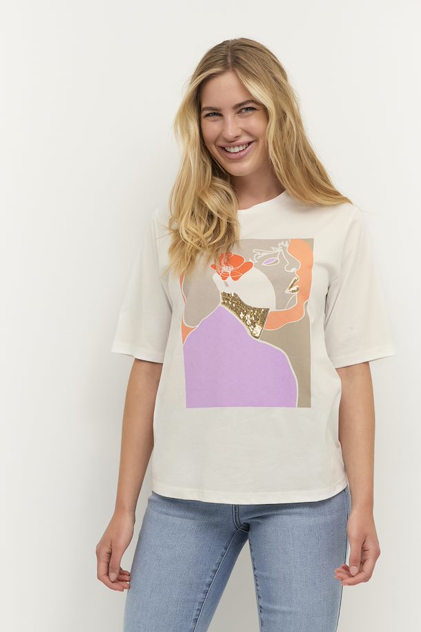 T-SHIRT VISAGE KAFFEE - Blanc - 10507308